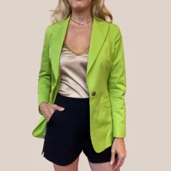 Peak Lapel 1-Button Blazer - Lime