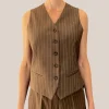 Pinstripe Vest - Brown