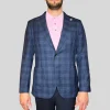 Plaid Check Patch Pocket Blazer - Navy