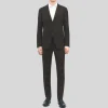 Plain Weave Wool Blend Suit - Brown