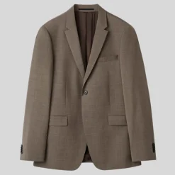 Plain Weave Wool Blend Suit - Olive