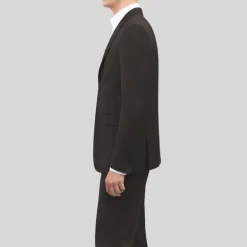 Plain Weave Wool Blend Suit - Brown