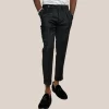 Pleated Stretch Wool Cuffed Pants - Black