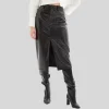 5-Pocket Front Slit Midi Skirt - Black