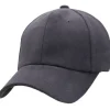 Premium Faux Suede Strap Baseball Cap - Charcoal