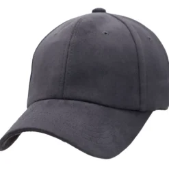 Premium Faux Suede Strap Baseball Cap - Charcoal