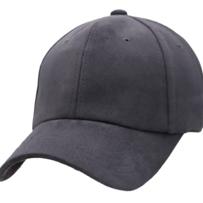 Premium Faux Suede Strap Baseball Cap - Charcoal