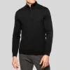Quarter-Zip Mock Neck Merino Wool Sweater - Black