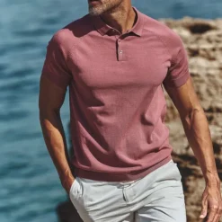 Raglan Shoulder Luxe Knit Polo - Rose