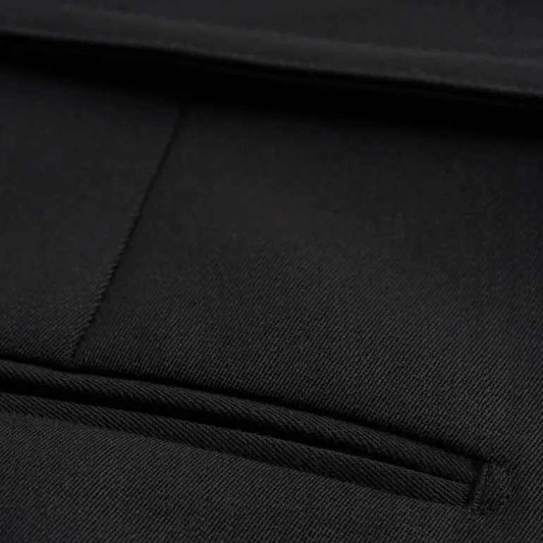 Relaxed Fit Belted Wool Blend Trouser - Black