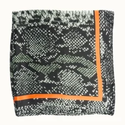 Scale Pattern Silk-Like Neckerchief - Green/Orange