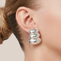 Sculptured "Non-Stop" Earrings - Silver