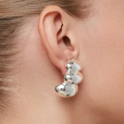 Sculptured "Non-Stop" Earrings - Silver