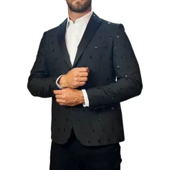 Sequins Peak Lapel Dinner Jacket - Black