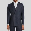 Shadow Checks Double Breasted Jacket - Navy