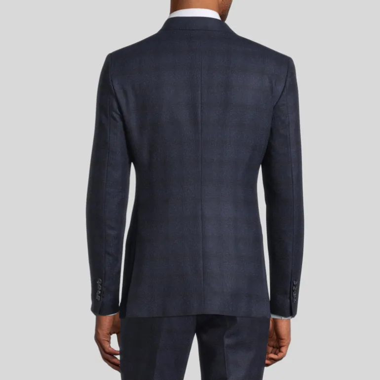 Shadow Checks Double Breasted Jacket - Navy