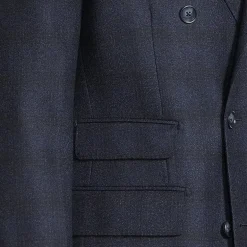 Shadow Checks Double Breasted Jacket - Navy