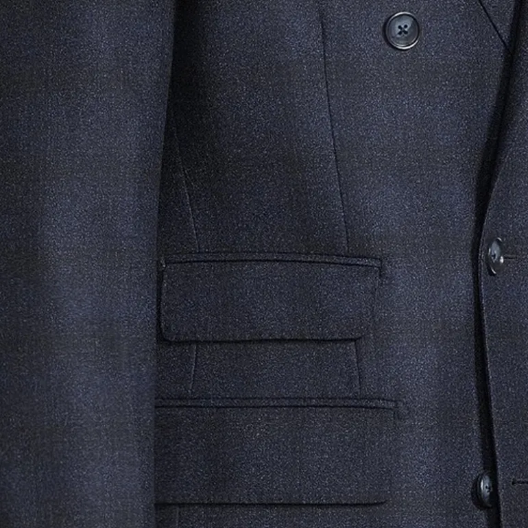 Shadow Checks Double Breasted Jacket - Navy