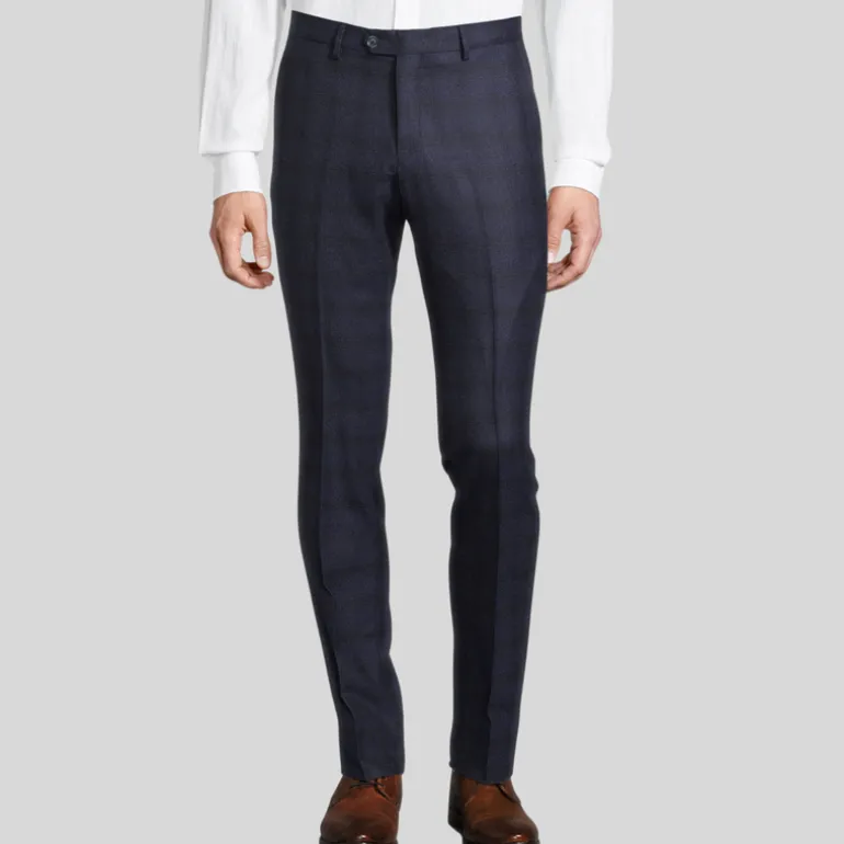 Shadow Checks Pants - Navy