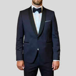 Shawl Collar Tuxedo Suit - Navy