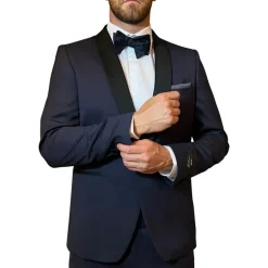 Shawl Collar Tuxedo Suit - Navy