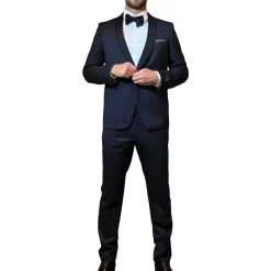 Shawl Collar Tuxedo Suit - Navy
