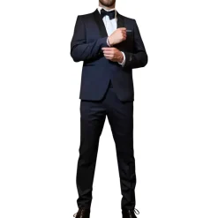 Shawl Collar Tuxedo Suit - Navy