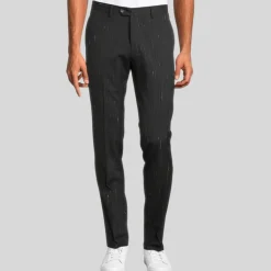 Shooting Star Pinstripe Pants - Black