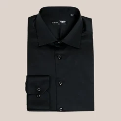 Slim Fit Cotton Stretch Dress Shirt - Black