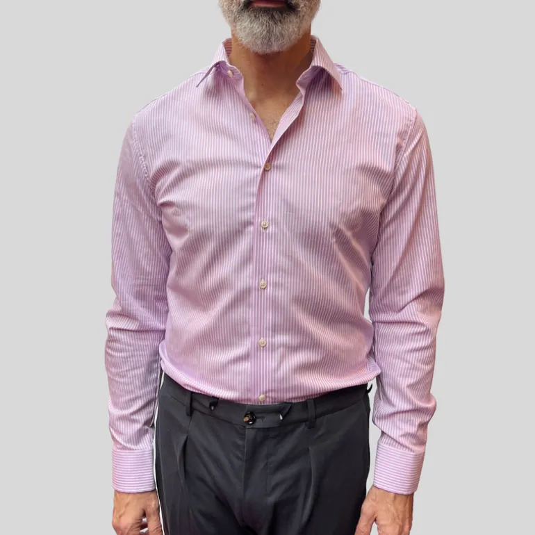 Slim Fit Stripe Shirt - Lilac