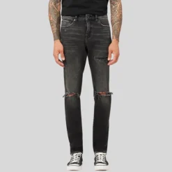 Slim Fit Tapered Destructed Denim - Nightshade
