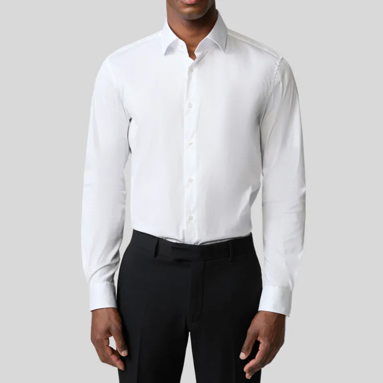 Slim-Fit Cotton Dress Shirt - White