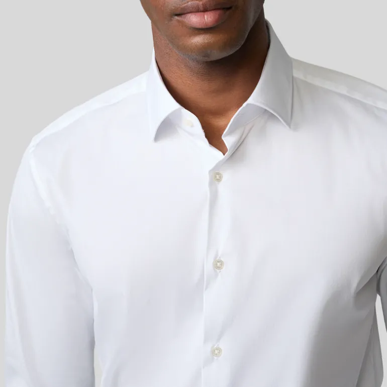 Slim-Fit Cotton Dress Shirt - White