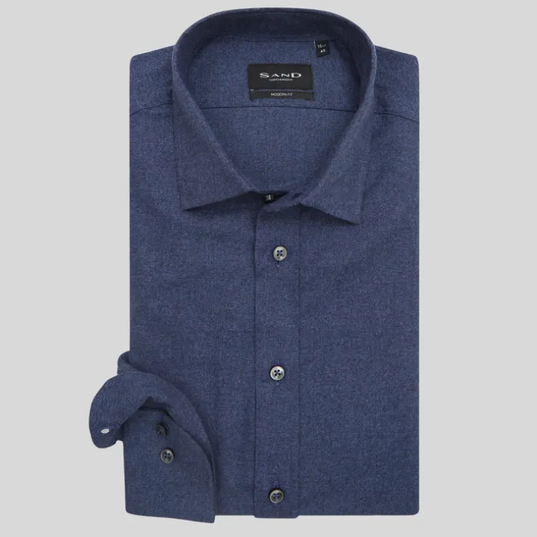 Soft Brushed Twill Cotton Shirt - Blue
