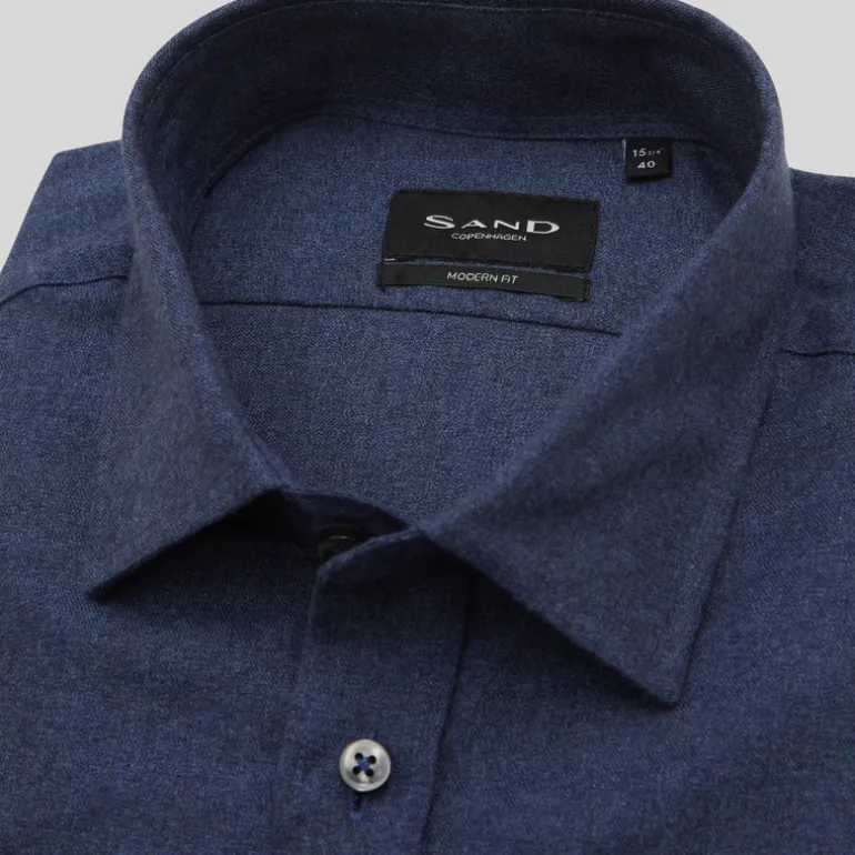 Soft Brushed Twill Cotton Shirt - Blue