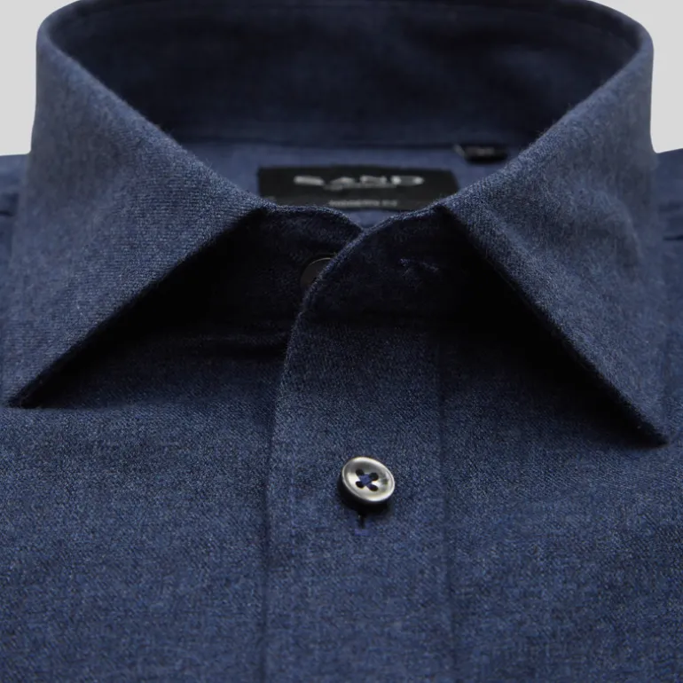 Soft Brushed Twill Cotton Shirt - Blue