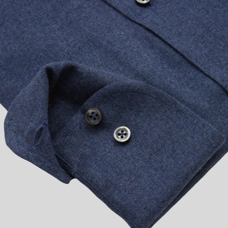 Soft Brushed Twill Cotton Shirt - Blue