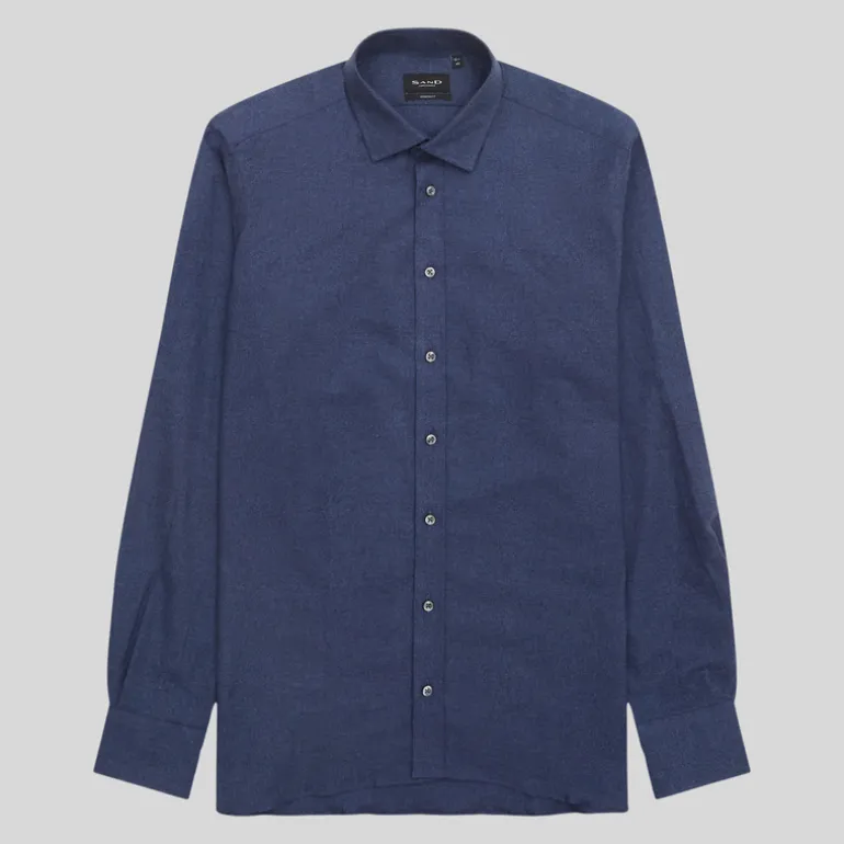 Soft Brushed Twill Cotton Shirt - Blue
