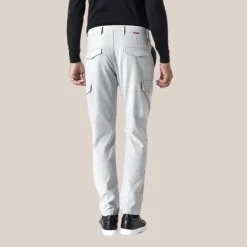 Soft Stretch Cotton Blend Cargo Pants - Light Grey