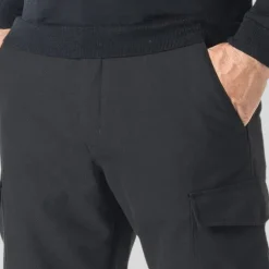 Soft Stretch Cotton Blend Cargo Pants - Black