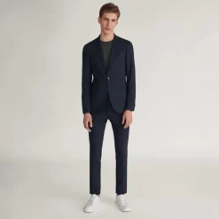 Solid Wool Slim Fit Suit Separates - Navy