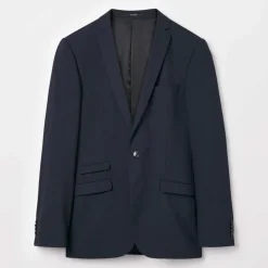 Solid Wool Slim Fit Suit Separates - Navy