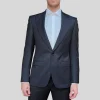 Sparkle Houndstooth Peak Lapel Blazer - Navy
