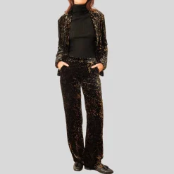 Spots Print Patch Pocket Velvet Blazer - Black