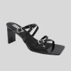 Square Toe Multi Strap and Buckle Heel - Black