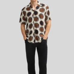 Star Bursts Print Shirt - Brown