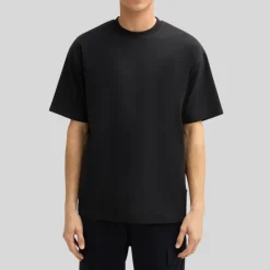 Stretch Cotton Crew T-Shirt - Black