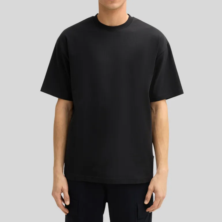 Stretch Cotton Crew T-Shirt - Black