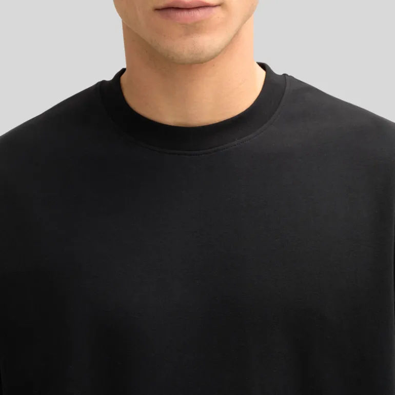 Stretch Cotton Crew T-Shirt - Black