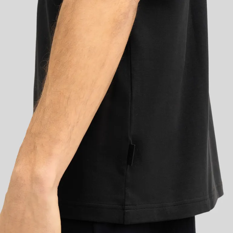Stretch Cotton Crew T-Shirt - Black
